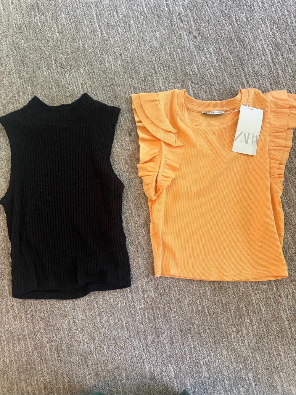 Zara Orange Ruffle Sleeve Top